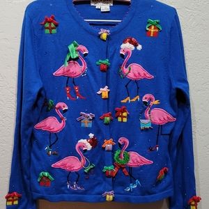 Jack B Quick Christmas Flamingo Sweater M